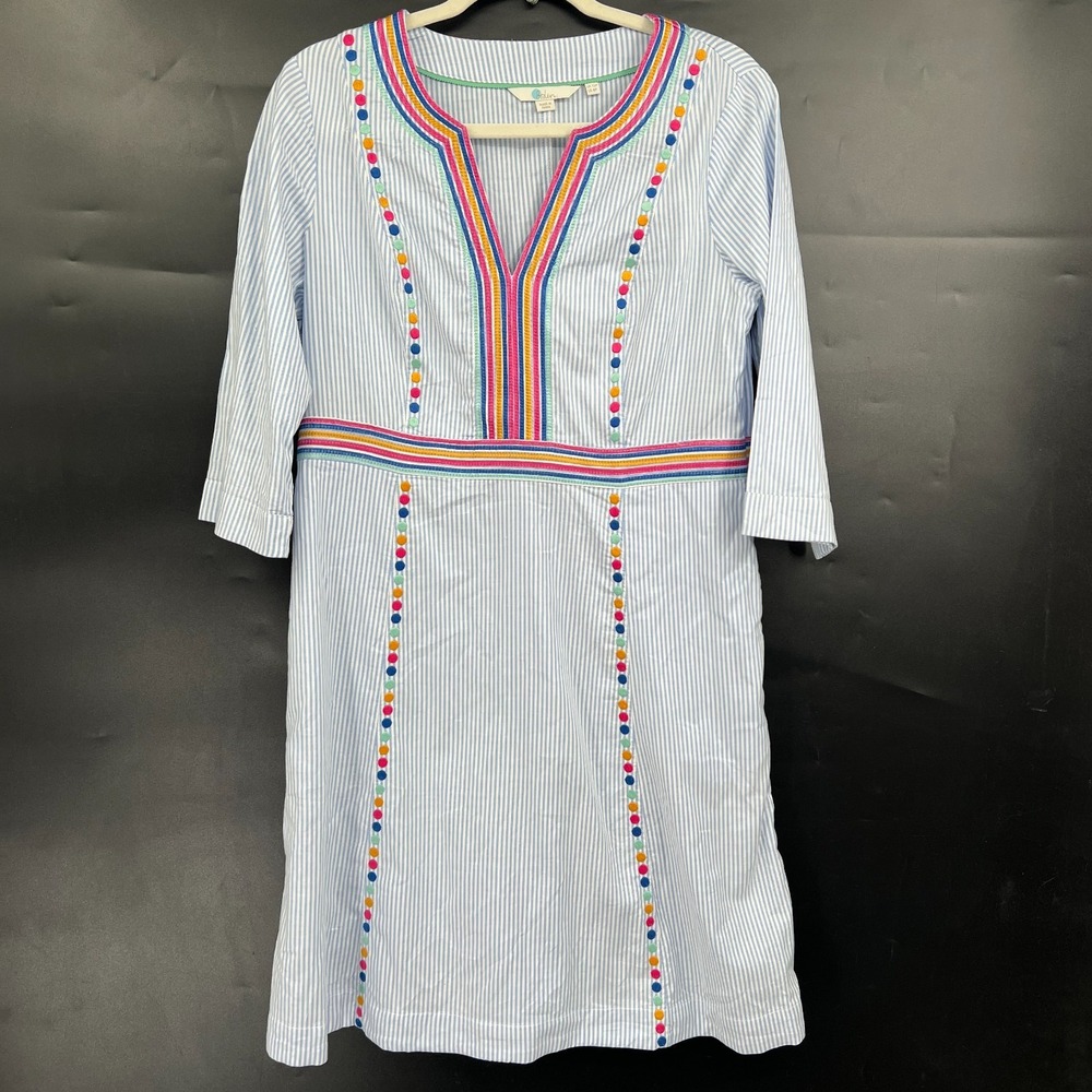 Boden cotton shift dress pinstripe colorful polkadot dress boho coastal grandma